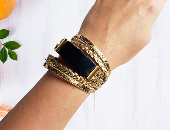Boho Chic Fitbit Inspire 3 Band , Snake Print Wrap Watch Bracelet