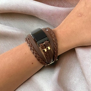 Chic Fitbit LUXE Band, Unisex Luxury Vegan Leather Armband, Braided Bracelet for Fitbit LUXE Watch, Handmade Gift, Watch Jewelry