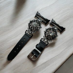 Rhinestone Floral Leather Watch Band for Google Pixel Watch 3 (45mm)