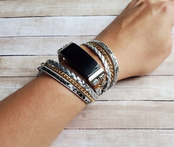 Fitbit Inspire 2 Boho Chic Band Multi Wrap Snake Print Fitbit
