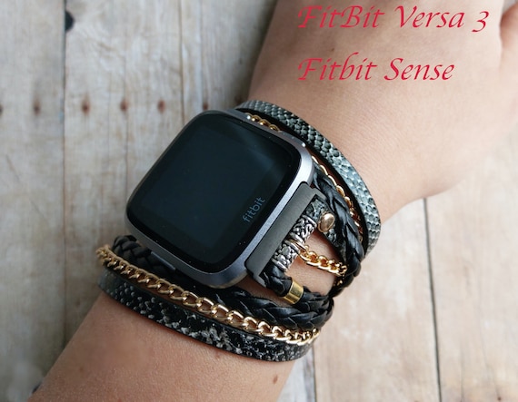 Boho Chic Fitbit Versa 3 Strap Fitbit SENSE Watch Band Black Snake