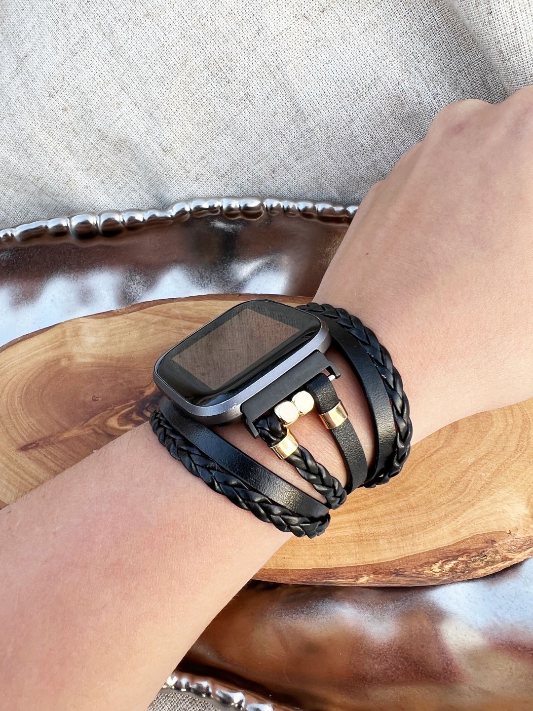 Fitbit SENSE Watch Band Fitbit Versa 3 Band Boho Hippie Wrap Leather