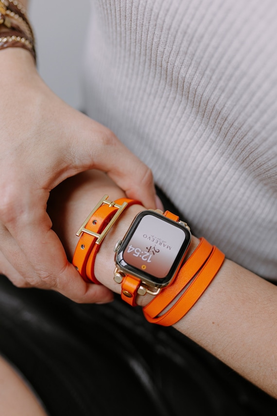 Sport Bracelet Apple Watch 45/44/42mm Orange/Silver Small