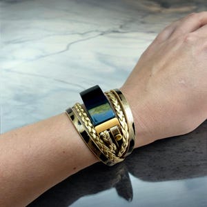 Gold Silver Animal Print Wrap Watch Band for Fitbit Luxe, Braided Leather Bracelet for Fitbit Luxe, Gift for Loved, Replacement Chic Strap