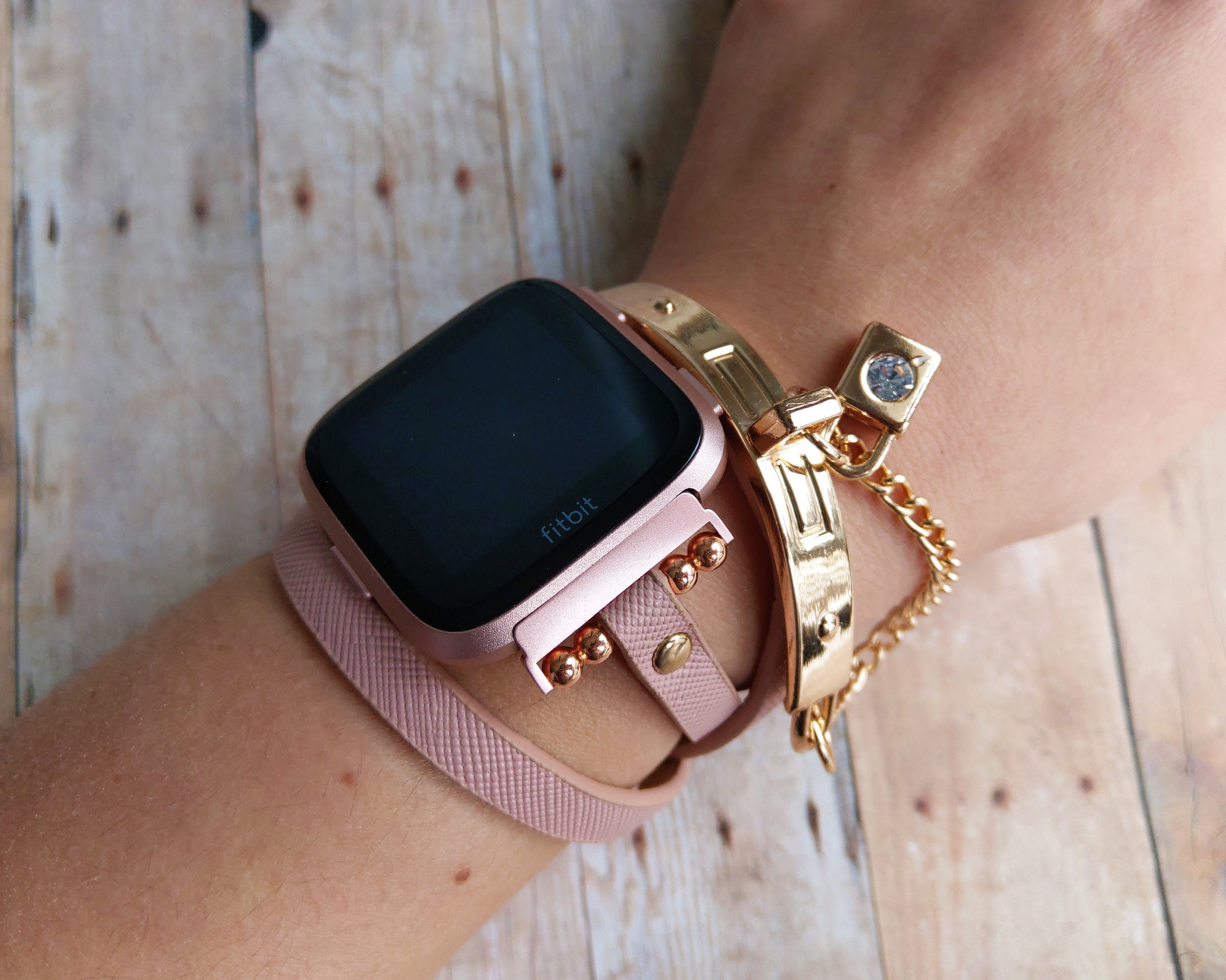 Pink Rose Fitbit Versa Band Unisex Vegan Leather Luxury | Etsy Ireland
