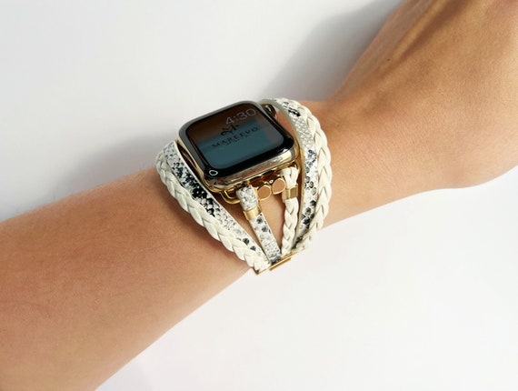 Posh White Apple Watch Band for Iwatch 9 8 7 SE 6 5 4 Apple Watch Bracelet Band Boho Chic Iwatch Band Layered Iwatch Strap Iwatch 38 49 Etsy Australia