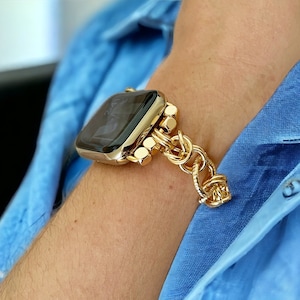 Gold link watch band best sale