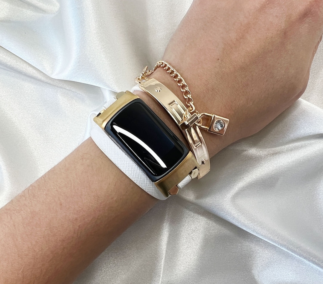 Gold Twisted Chain Bracelet for Fitbit Charge 6 5 Luxury Gold