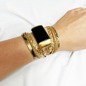 Gold Garmin Venu Watch Band Boho Chic Snake Skin Gold Chain Bracelet