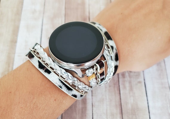 Stylish Leopard Samsung Galaxy Active Watch Band Fashion Watch Band for Samsung Watch 6 5 4 3 2 Silver Chain Watch Bracelet Gift Etsy Canada