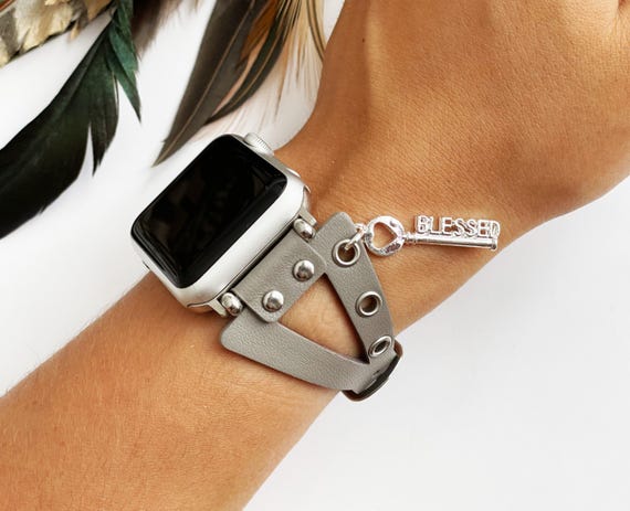 Apple Watch Band 38 40 41 42 44 45 46 49mm Punk Riveted Leather