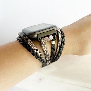 Armband för Fitbit SENSE 2 och Versa 4, snyggt ormmönster-klockarmband i flera lager bild 3