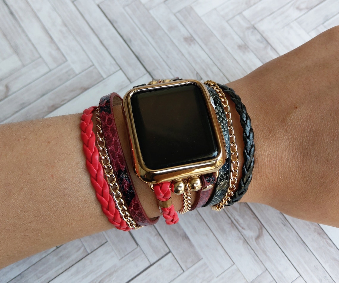 Boho Hippie Apple Watch Band 38 40 42 44mm Double Wrap Red | Etsy