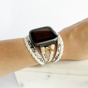 Armband för Fitbit SENSE 2 och Versa 4, snyggt ormmönster-klockarmband i flera lager bild 7