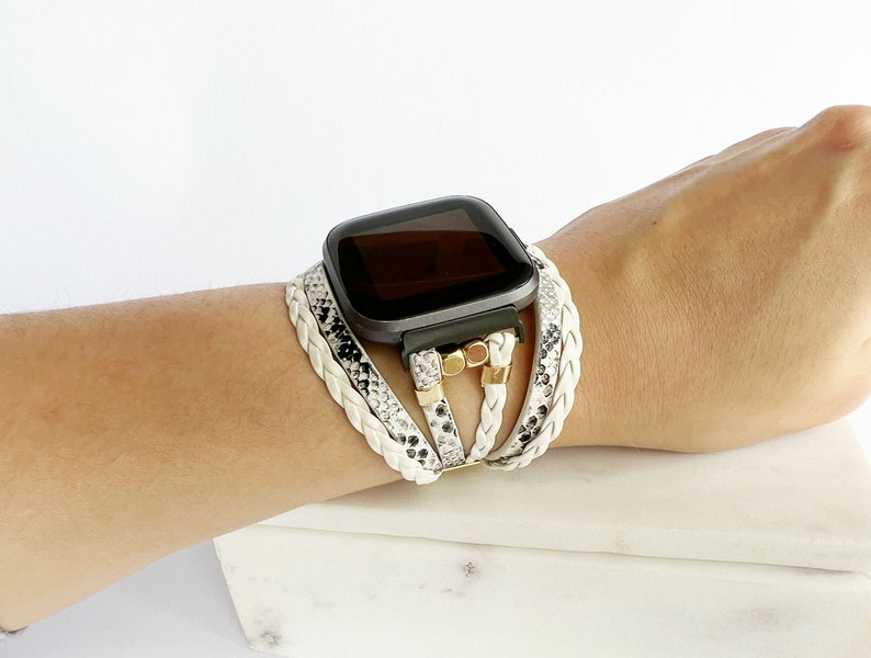 Armband för Fitbit SENSE 2 och Versa 4, snyggt ormmönster-klockarmband i flera lager bild 7