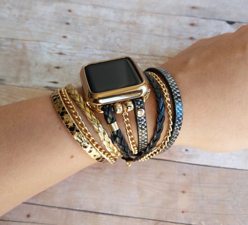 Boho Chic Apple Watch Band 38 40 42 44mm Snake Leather Braided | Etsy