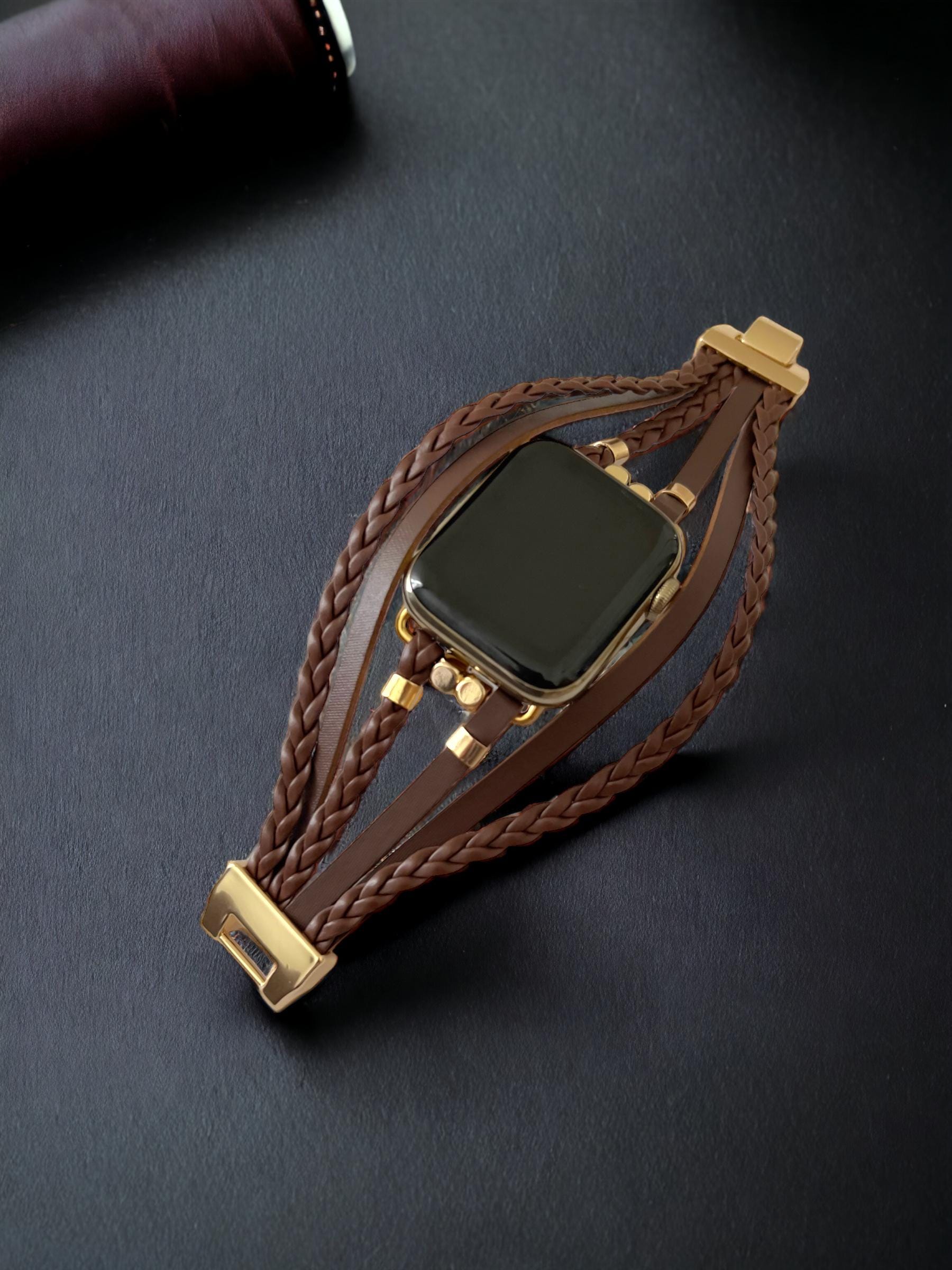 Braided Vegan Leather Apple Watch Band: Chocolate Brown  display picture 3