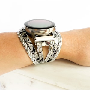Posh Silver Samsung Galaxy Watch Band, Layered Samsung Galaxy 6 5 4 Bracelet Band, Galaxy Watch Wristband, Galaxy Watch 3 (41mm) Strap