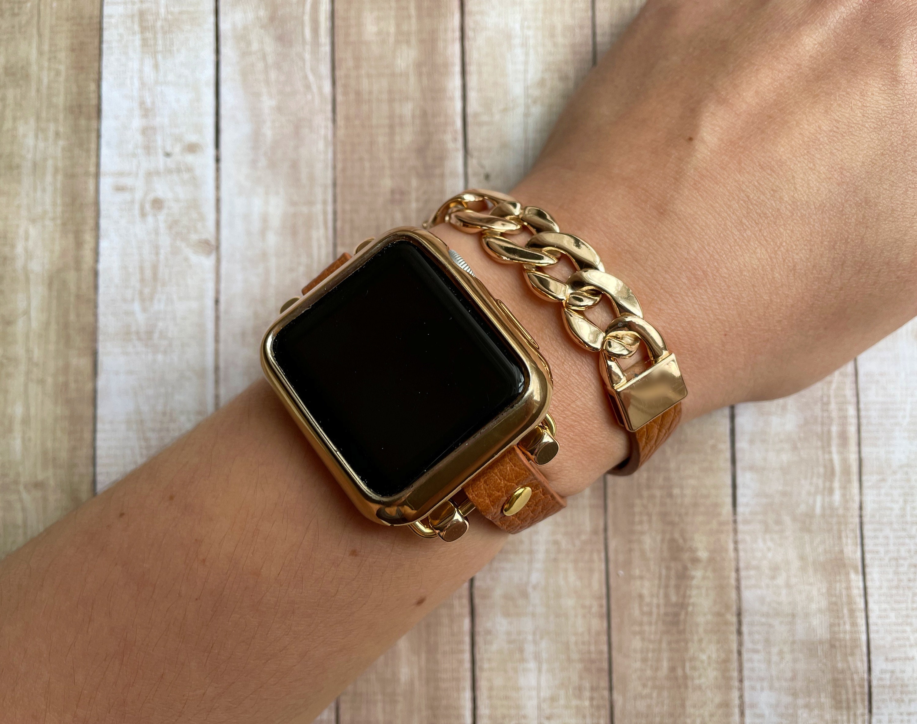 Cadena de oro Apple Watch Pulsera Banda para iWatch 8 7 6 4 - Etsy México