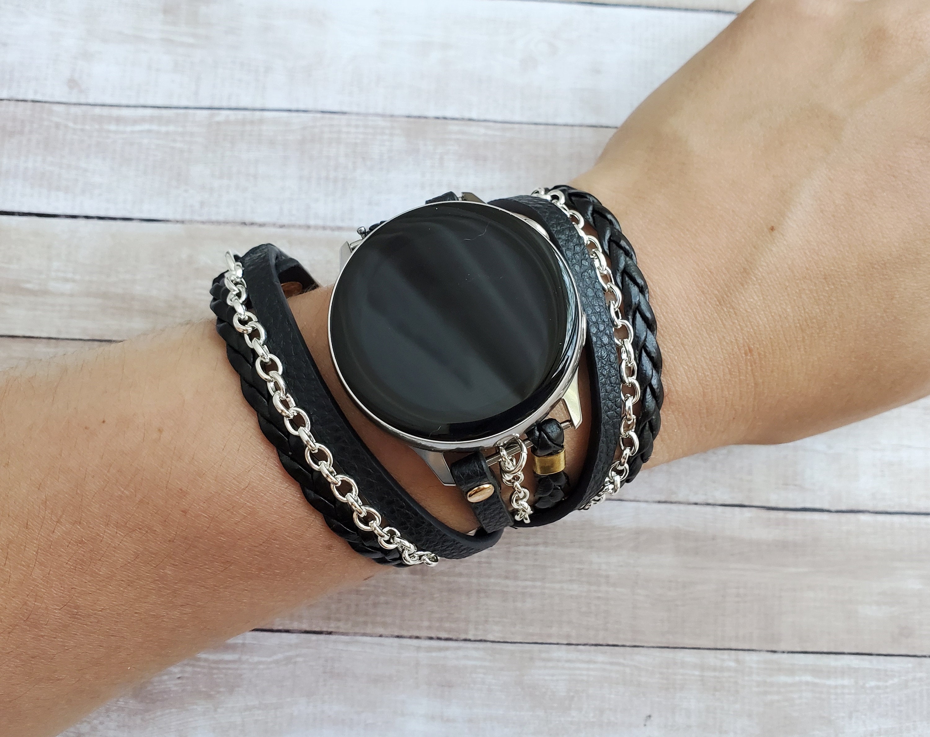 Boho Hippie Samsung Galaxy Active 5 4 2 Watch Band Black Vegan Etsy