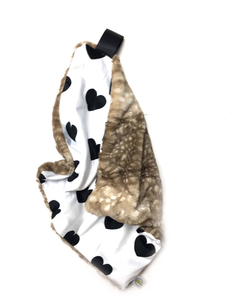 Black Hearts Lovey Heart Blanket READY TO SHIP Baby girl lovey Baby Blanket Baby Lovey Minky Blanket Baby Girl Small Soft Blanket
