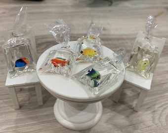 HEMOTON Set di 2 accessori in miniatura per la casa delle bambole 1:12 in vetro per serbatoio di pesce decorazione per la casa delle bambole decorazione da scrivania