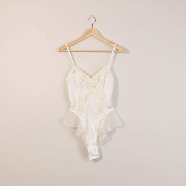90s Lingerie Teddy, High Cut Teddy, Ivory Teddy, Vintage Lingerie Onesie, 90s Lingerie Teddy, Victorias Secret Teddy, Vintage Negligee, XS