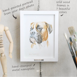 Custom Real Watercolor Portrait from Your Dog's Photo w/ Solid Wood Personalized Frame/Pet Portrait/5"x7”/8"x10/Original Watercolor/Dog Gift