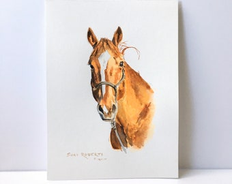 Horse Portrait/Watercolor Custom Commissioned Portrait/5"x7”/8"x10/Watercolor Painting/Horse Gift