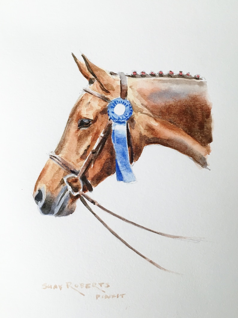 Horse Portrait/Watercolor Custom Commissioned Portrait/5x7/8x10/Watercolor Painting/Horse Gift image 9