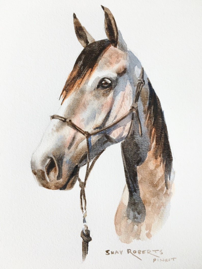 Horse Portrait/Watercolor Custom Commissioned Portrait/5x7/8x10/Watercolor Painting/Horse Gift image 4