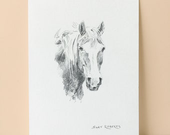 Horse Portrait Custom Sketch/5"x7" Pencil Sketch/Graphite Art/Horse Gift