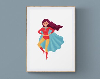 Free Shipping! Superhero Wall Art - Baby Nursery, Kids Playroom, Bedroom and Dorm - Shero Girl Superhero