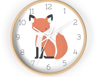 Free shipping! Forest Friends Wall Clock for Kids - Kids' Playroom, Childrens' Bedroom, Baby Nursery - Fox