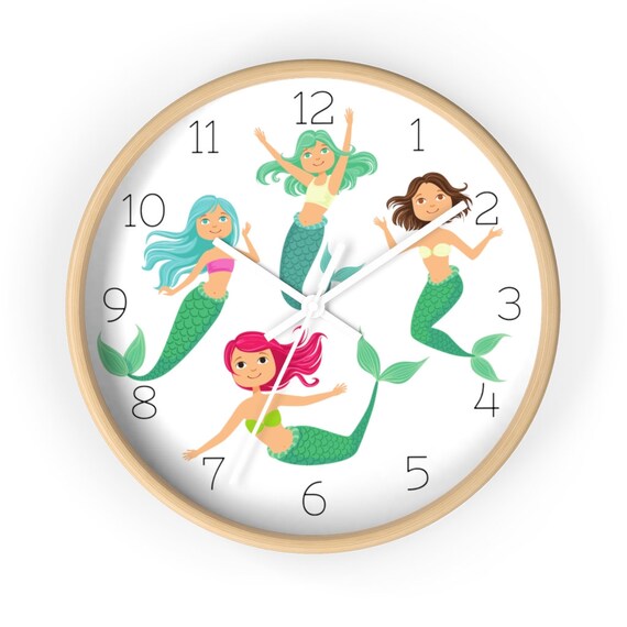 Magical Mermaids Wall Clock for Children Kids' Playroom Etsy