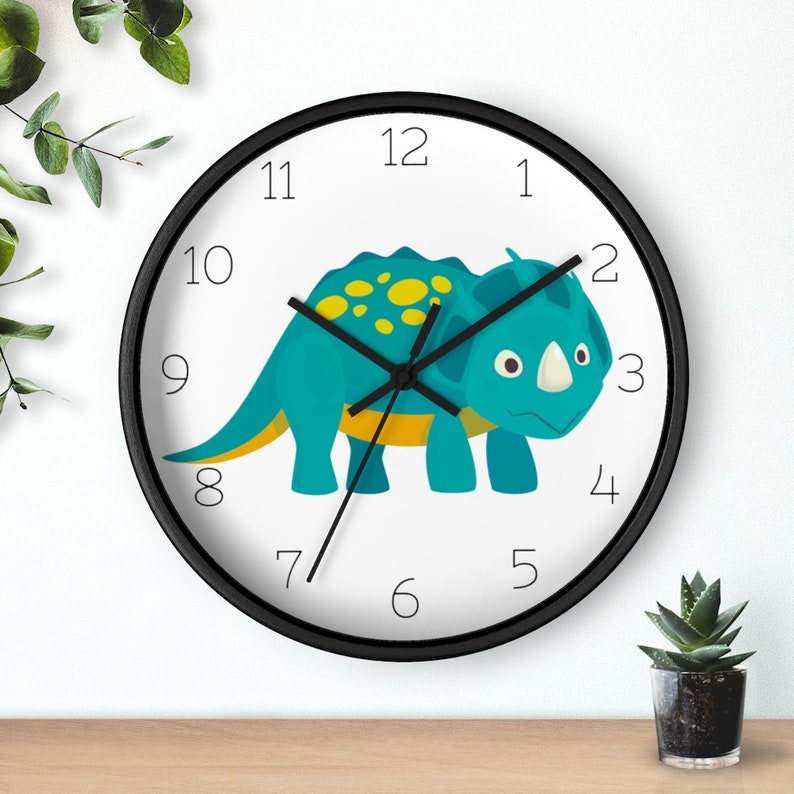 Dinosaur Wall Clock for Children Kids' Playroom, Childrens' Bedroom