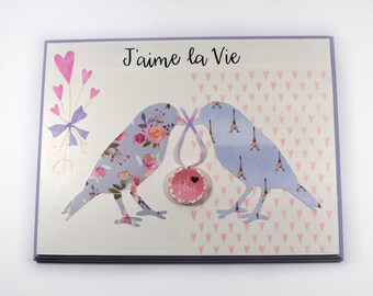 Decoupage Paris Birds Wooden Plaque - J'aime la Vie Wall Art