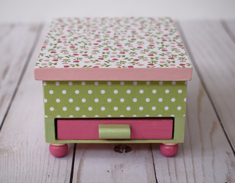 Wooden Jewelry Box With Mirror and One Pull Out Drawer Etsy