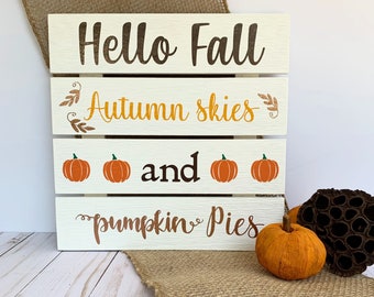 Wood Fall Plaque "Leaves Are Falling" or "Hello Fall", Autumn Decor Wall Hanging