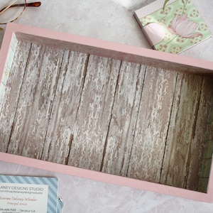 Wood Tray Decoupage in Vintage Design, Office Desk Accessory, Vanity Tray for Soap and Perfume Display