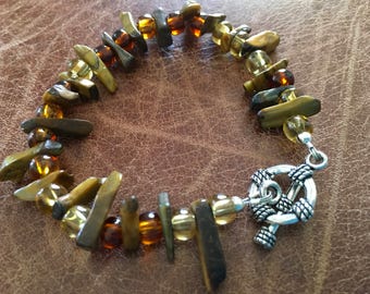Tiger eye and glass bead bracelet