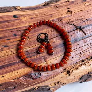 Orange Java Glass Bead Set, Boho Yoga Meditation Jewelry, Hippie Festival Bracelet Earrings