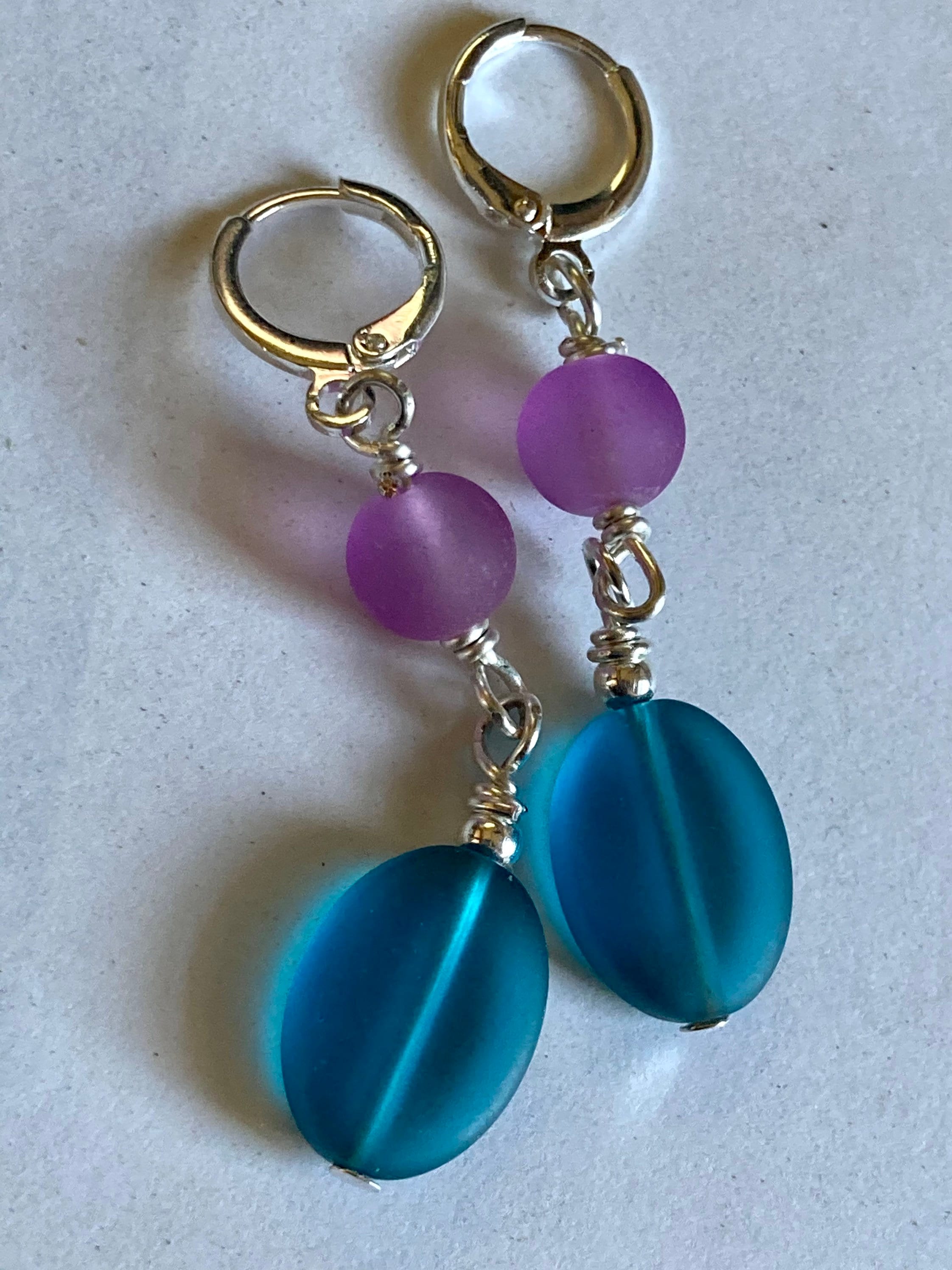 Sea glass style dangle earrings