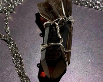 Mystic Morion Quartz, wire wrapped Stone Pendant, Amulet