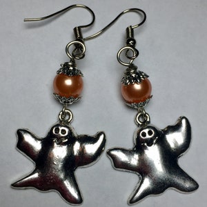 Halloween Ghost with Orange Czech Glass Pearl