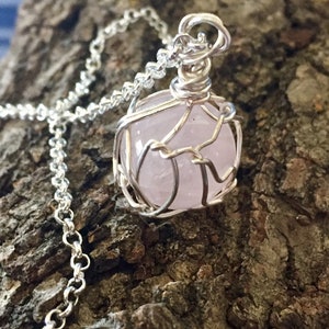 Rose Quartz Wire Wrapped Stone Sphere Pendant