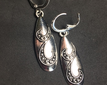 Teardrop Charm Earrings with 925 SilverPlated Leverback Hoop