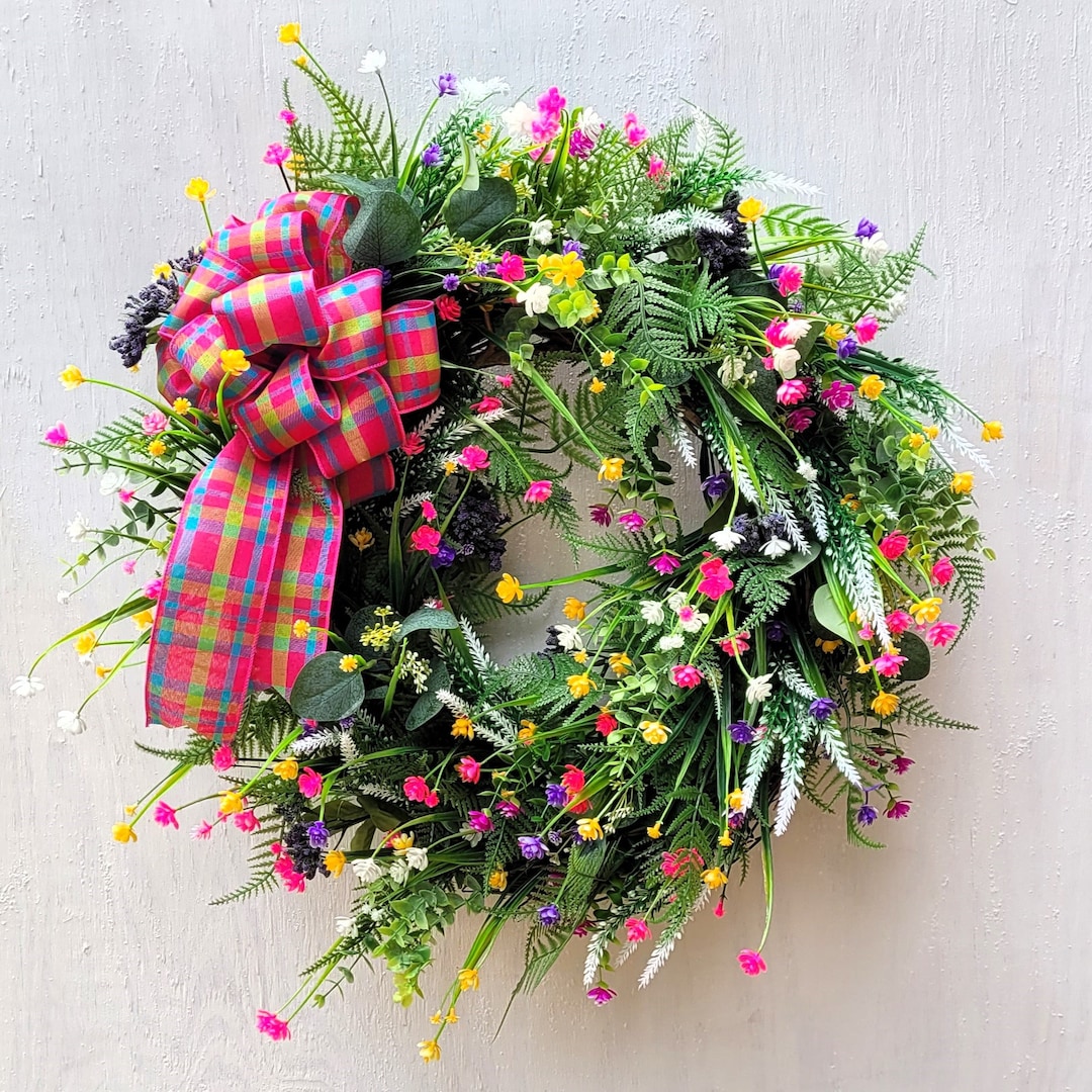 Wildflower Spring Summer Front Door Wreath - Etsy