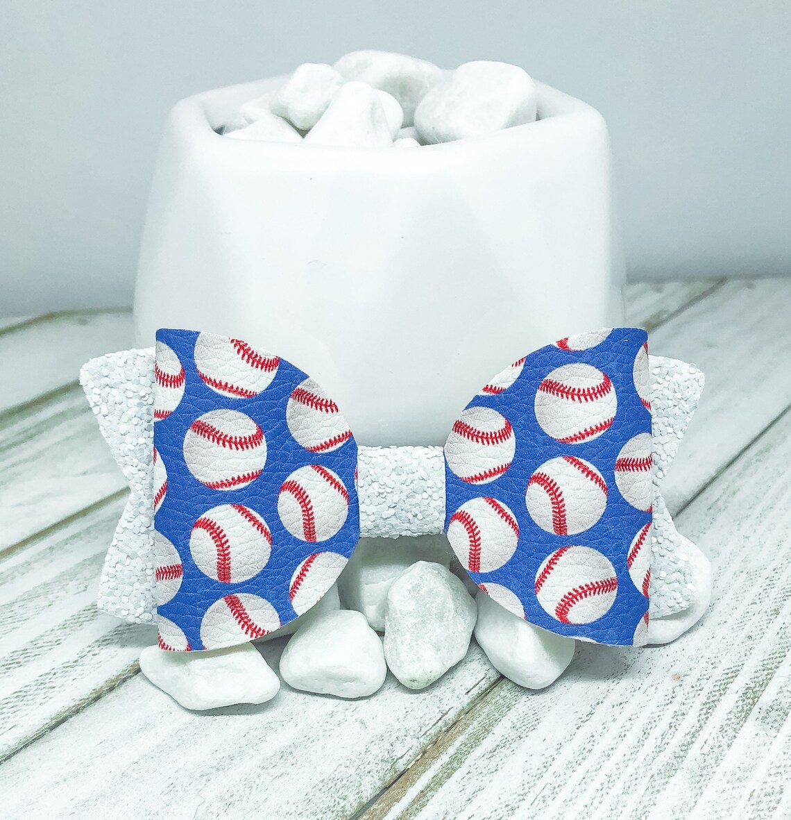 Baseball bow girl bows baseball college sports chunky Etsy