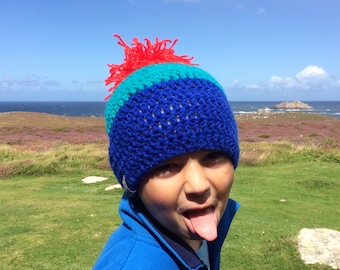 Kids Beanie - Beanie Hat - Kids Hats - Kids - Kids Gift - Boys Hat - Girls Hat - Crochet Hat - Cosy Hat - Bobble Hat - Bobble Beanie